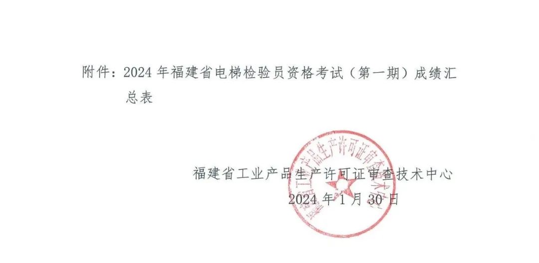 福建：2024年电梯检验员资格考试成绩出炉，通过率约12.8%