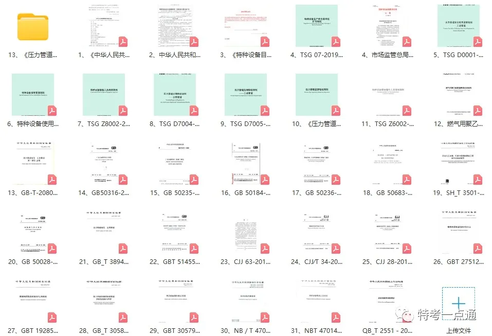压力管道检验员（GDY）考试法规标准目录明细+资料领取