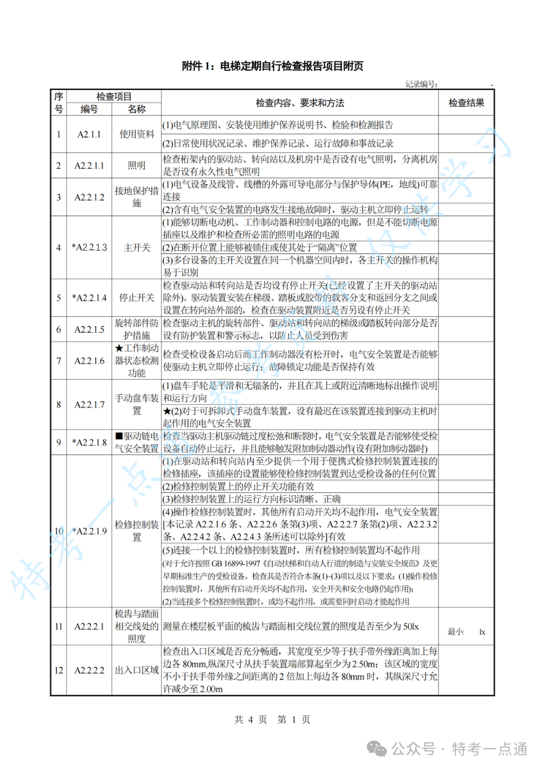 【新检规】电梯定期自检报告-自动扶梯与自动人行道（附下载）
